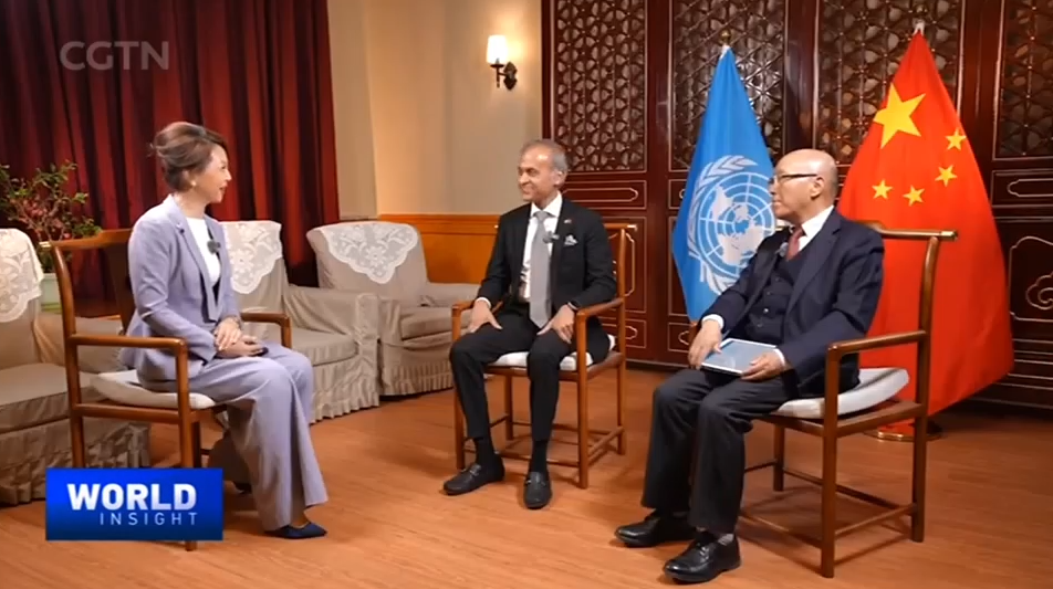 CGTN journalist Tian Wei interviews with Mr. Siddharth Chatterjee, UN Resident Coordinator in China and Mr. Ma Shengrong, Chief Expert of the ICC